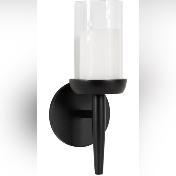 Kate and Laurel Shae Wooden Wall Sconce, 5 × 5 x 13, Black Candle Holder, New - Picture 1 of 10